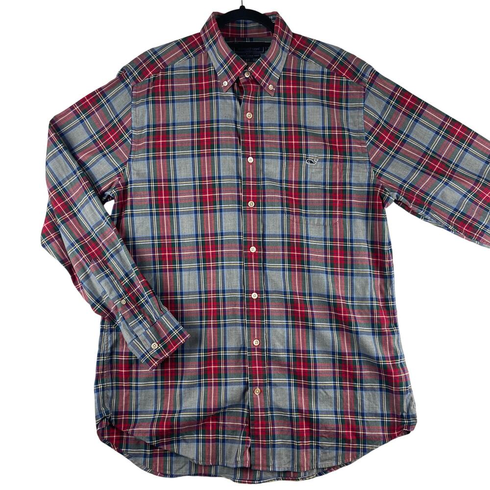 Vineyard Vines Plaid Slim Fit Tucker Shirt Sz Lg